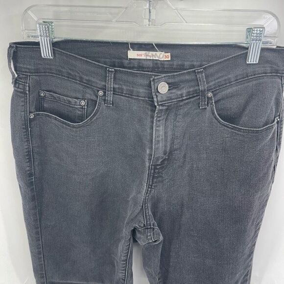 Levi's Women's 505 Straight Jeans Denim Mid Rise Classic 5 Pocket Black Size 30 - Picture 2 of 9